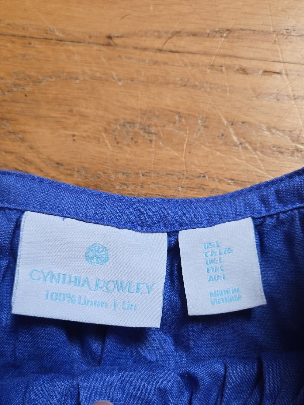 BN Cynthia Rowley cobalt blue 100% linen puff sleeve button-front top - Picture 3 of 4